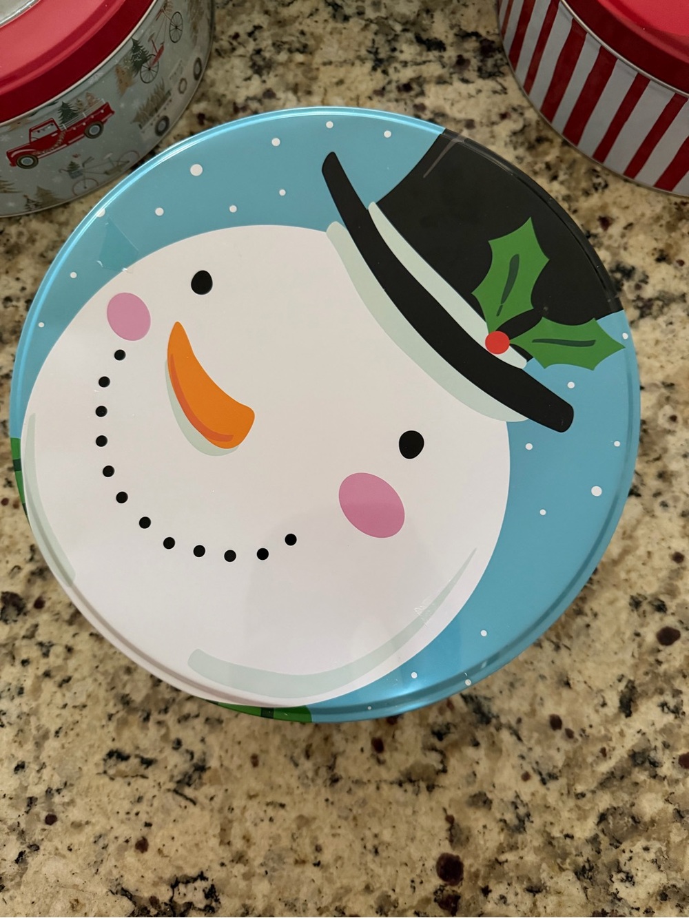 Holiday Time Silver Round 9.75 inch Metal Tin with Smooth Lid